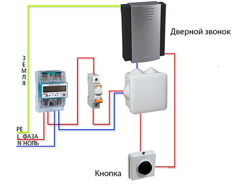 На фото показано как подключить дверной звонок