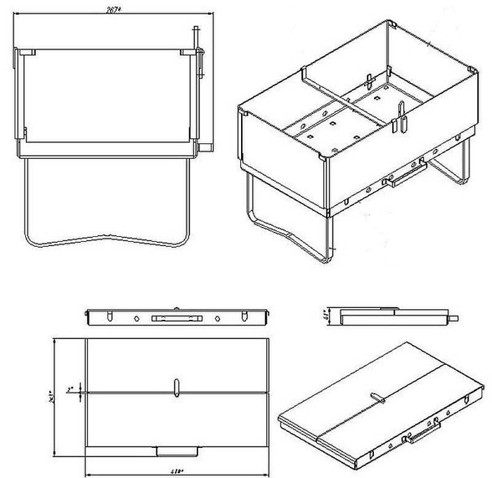 В сложенном состоянии ширина мангала – примерно 40 мм