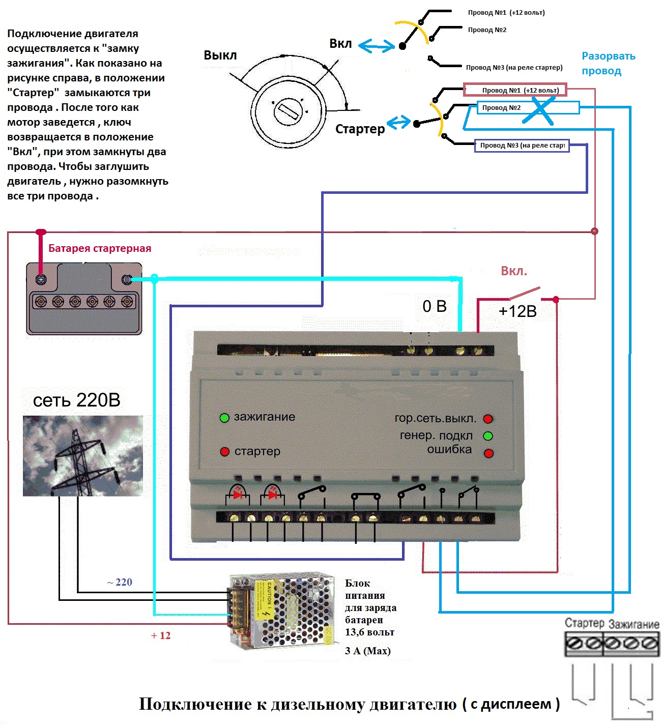 схема подключения автоматического генератора