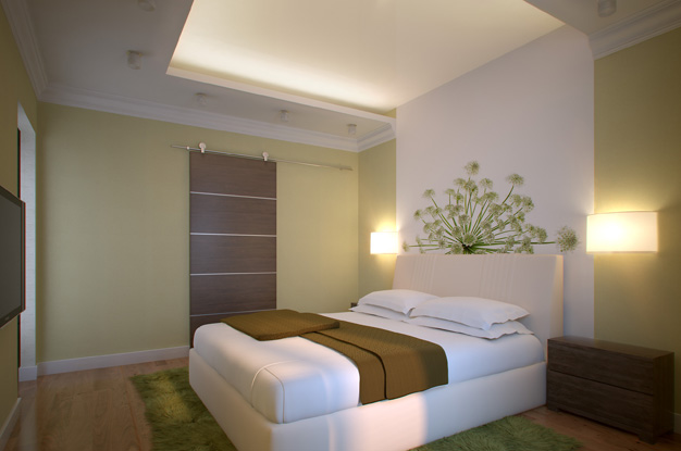 Дизайн потолков в спальне из гипсокартона