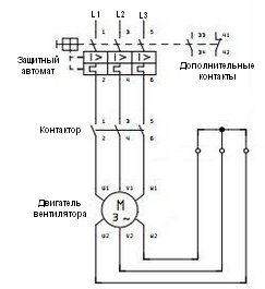 Подключение автомата защиты двигателя вентилятора