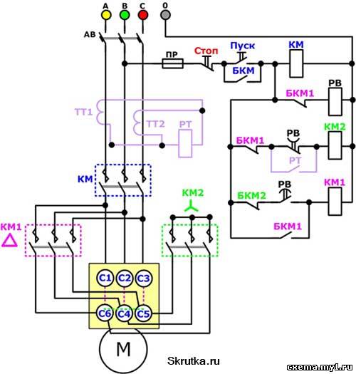 Пуск двигателя звезда треугольник CVAVR CAVR AVR CodeVision cavr.ru