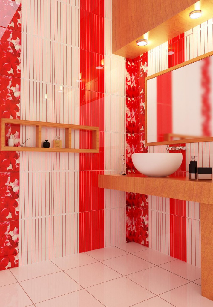 Дизайн вертикальной укладки плитки в ванной