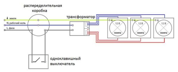 Подключение точечных светильников