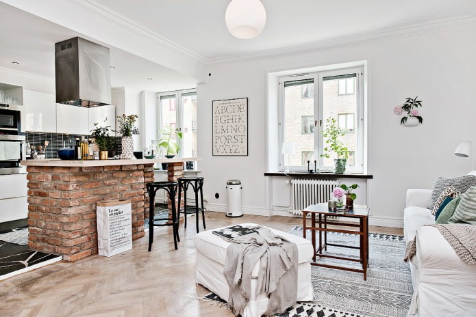 Дизайн-проект кухни-гостиной в скандинавском стиле