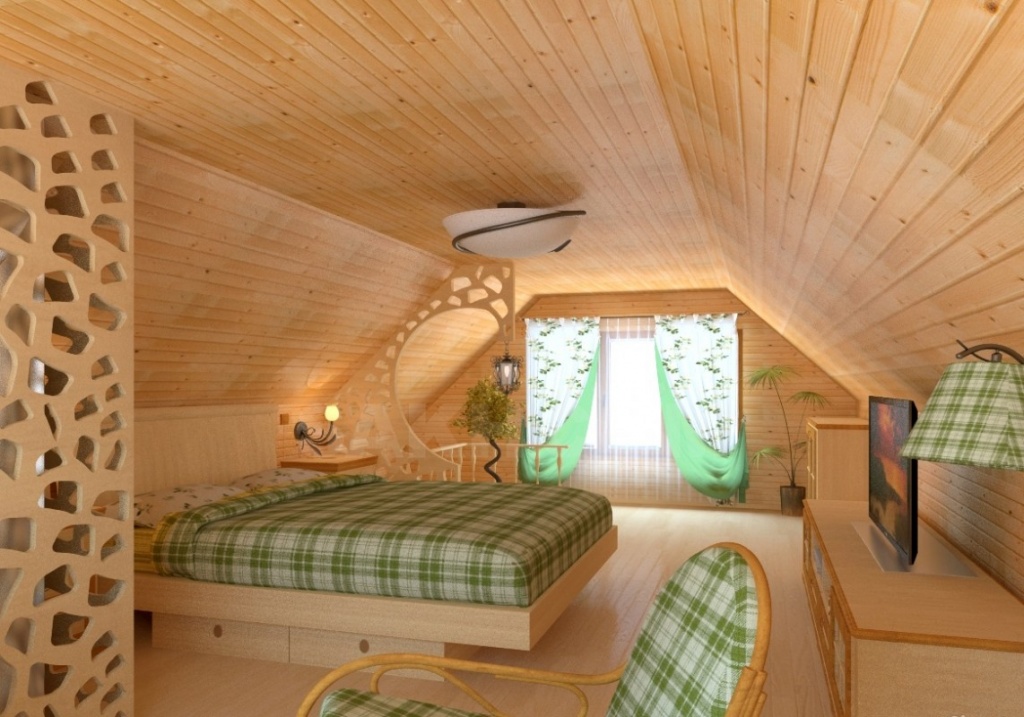 Оригинальный дизайн спальни с резными деревянными перегородками