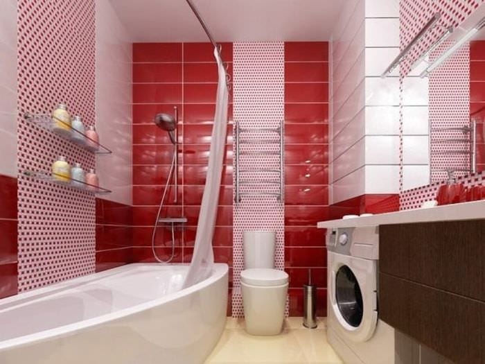 красная плитка для ванной