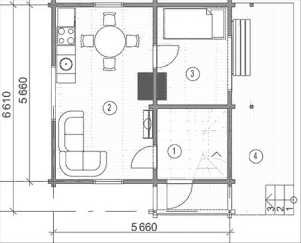 Планировка первого этажа дома из бруса 6 на 6
