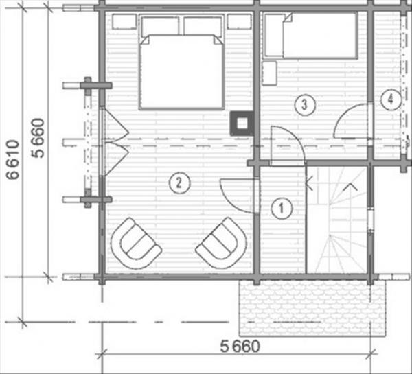 Планировка второго этажа дома из бруса 6 на 6