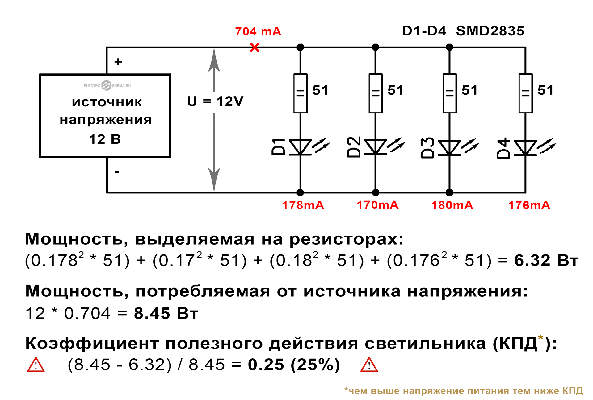 Параллельное подключение светодиодов через резисторы