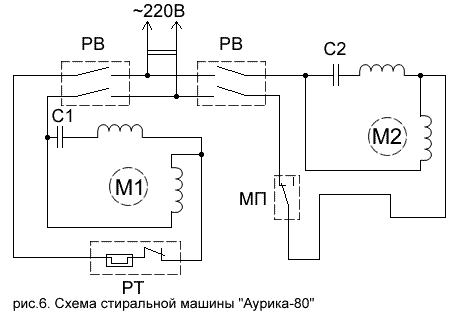 схема стиральной машины Аурика-80