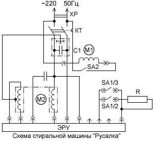 схема стиральной машины русалка