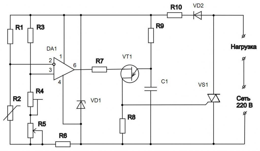 Схема терморегулятора для инкубатора