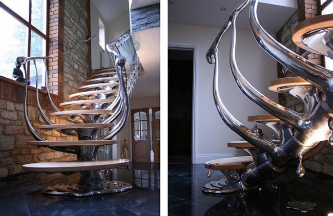 Великолепная лестница с эффектом капающего металла