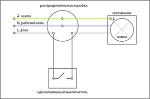 Как подключить выключатель с одной клавишей