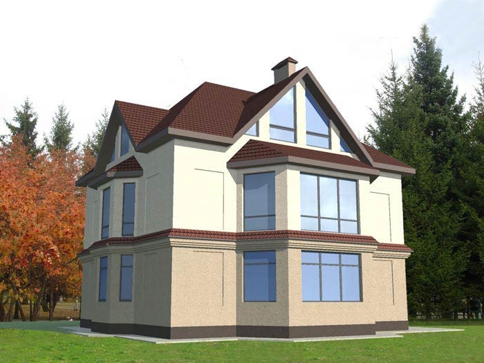 Так выглядит модель современного дома с размерами 12x12 – 3D-модель строится только после того, как был разработан проект постройки.