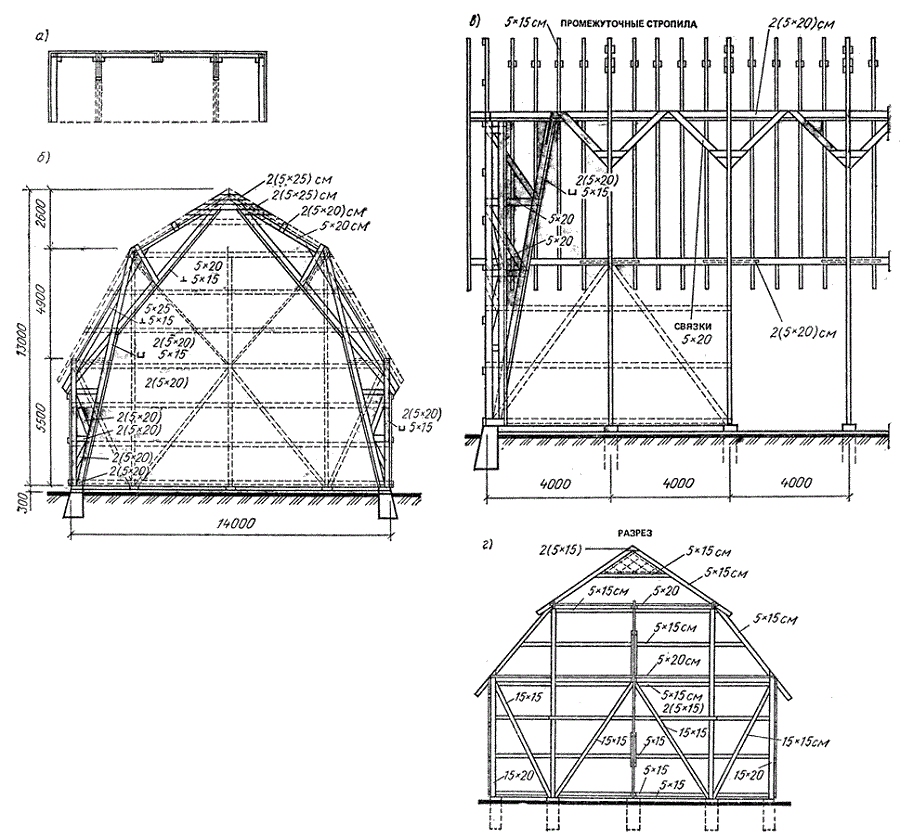 крыша стропильная система чертеж