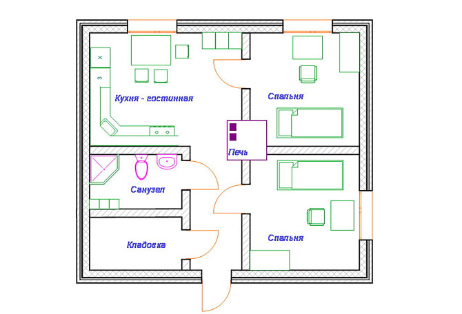 План небольшого, но уютного одноэтажного дома
