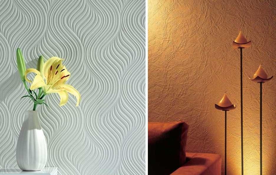 Для создания рельефной текстуры, такие обои создаются в несколько слоев