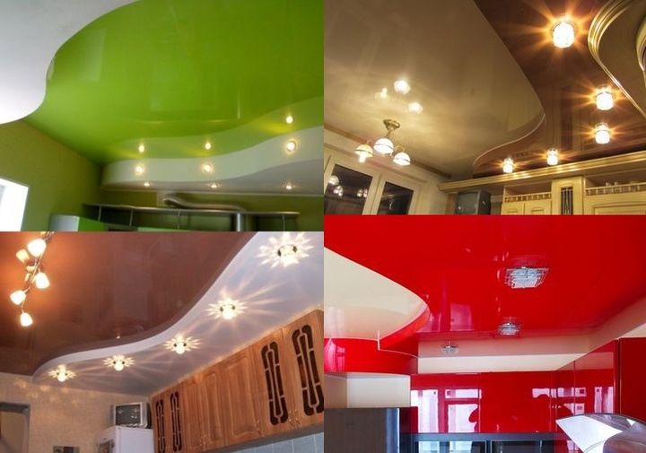 Разнообразие конфигураций подвесных потолков на кухне