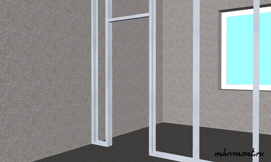 Последний этап сборки каркаса это окончательное формирование дверного проема. Размер проема под установку двери должен быть равен ширине двери + 2 ширины дверной коробки + 2 см для уплотнителя (пены) между каркасом и дверной коробкой.