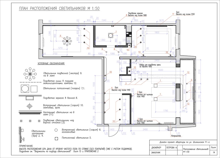 План светильников дизайн проект