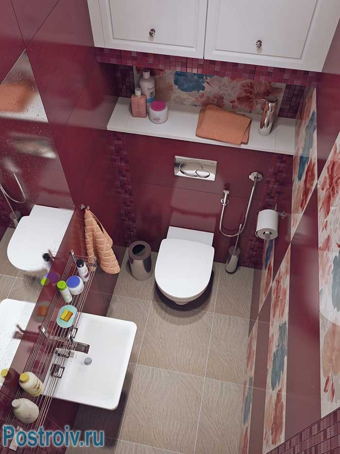 Отличное решение дизайна для туалета. Фото