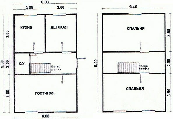план дома 6 на 9 метров