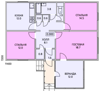 план одноэтажного дома11x7 