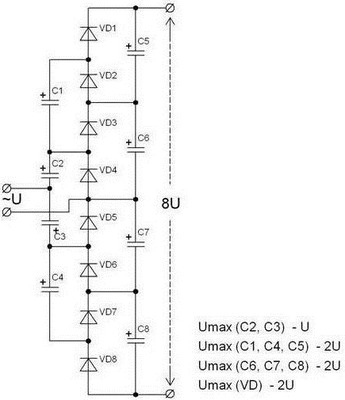 Умножитель на 8, вторая схема подключения