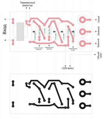 печатная плата цветомузыки