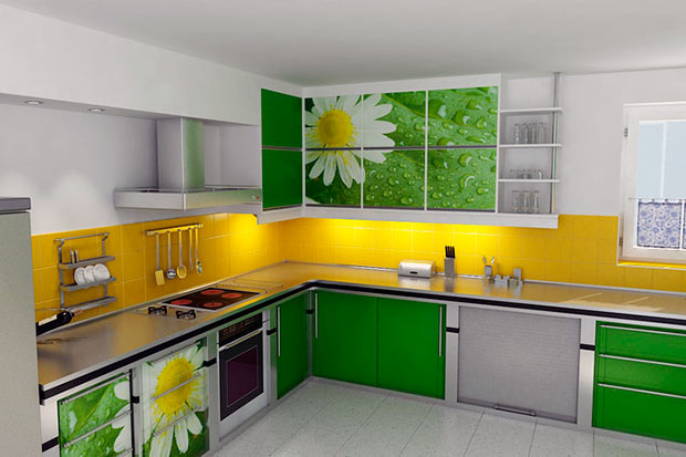 Дизайн кухни в ярких цветах