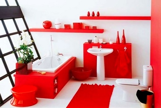 Первая идея зонирования ванной комнаты с помощью цвета