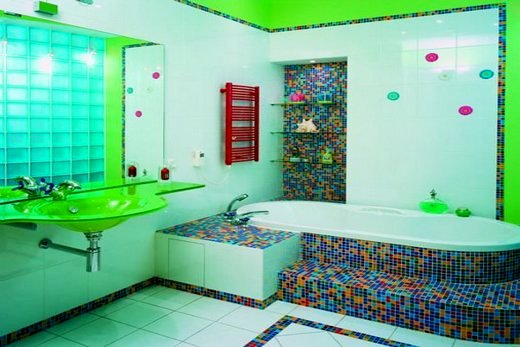 Третья идея зонирования ванной комнаты с помощью цвета