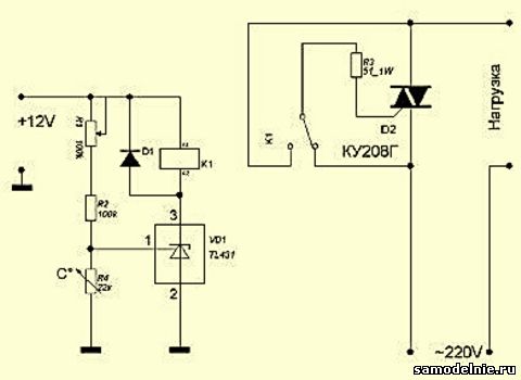 Самодельный простой терморегулятор - схема принципиальная