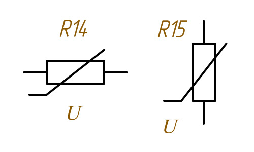 Обозначение терморезистора на схеме