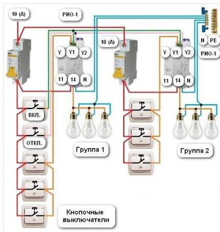 Схема общего включения освещения