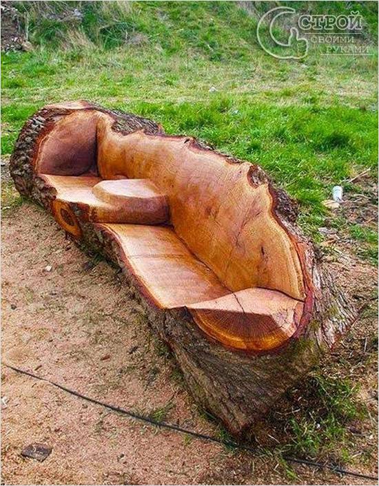 Скамейка из цельного куска дерева
