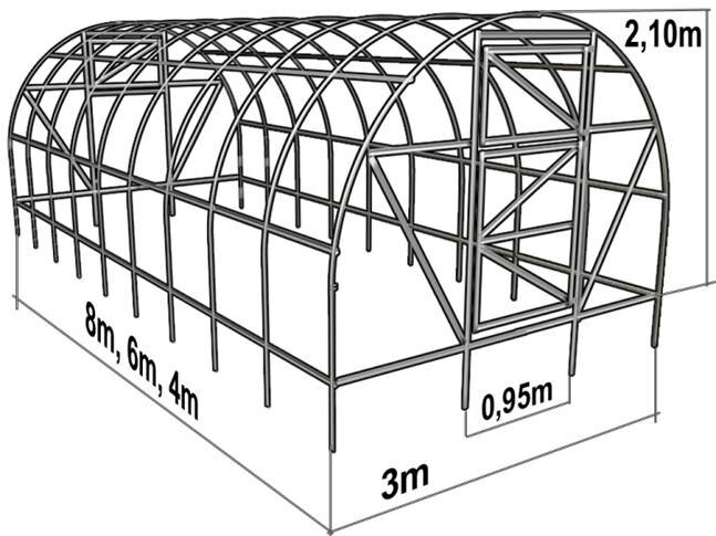 Схема арочной теплицы