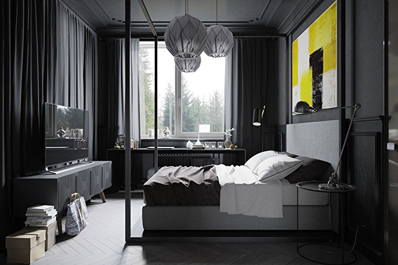 Черная спальня - Дизайн интерьера 2018