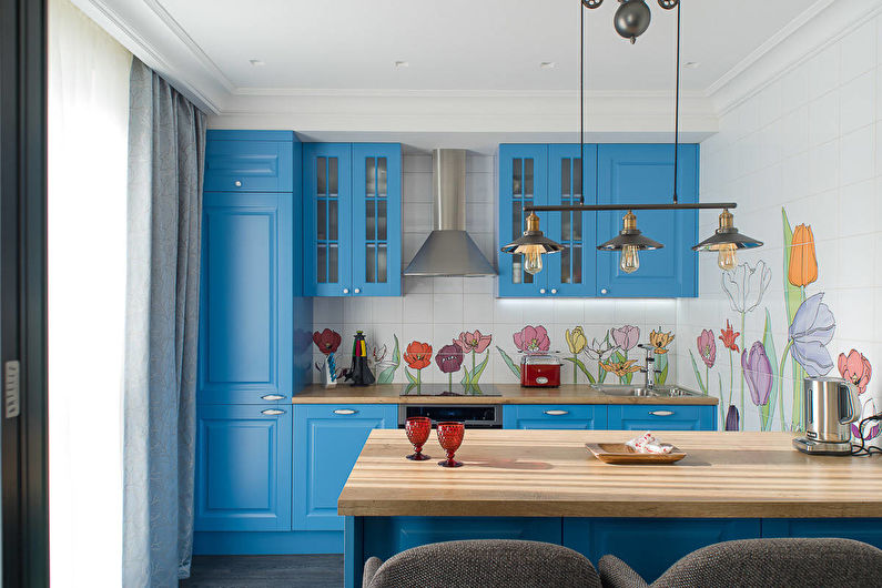 Синяя кухня - Дизайн интерьера