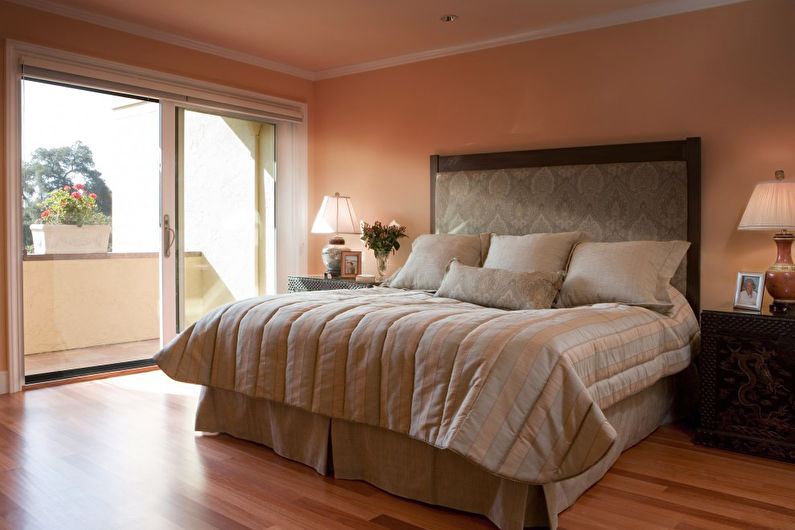 Персиковый цвет в спальне - Дизайн интерьера