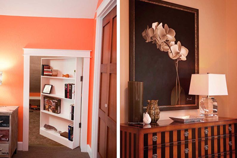 Персиковый цвет в спальне - Дизайн интерьера