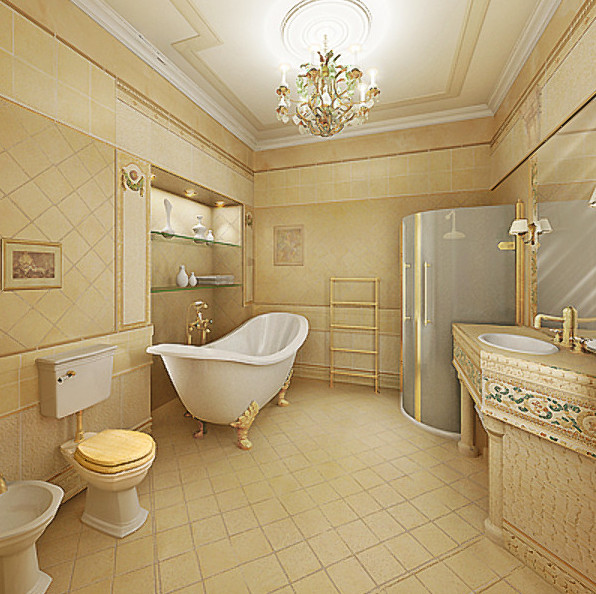 Совмещенная ванная в классическом стиле