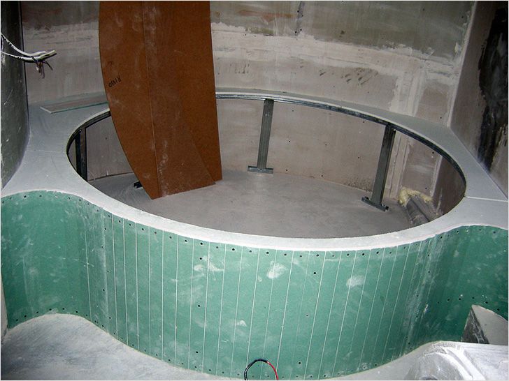 Гипсокартонный экран для круглой ванны