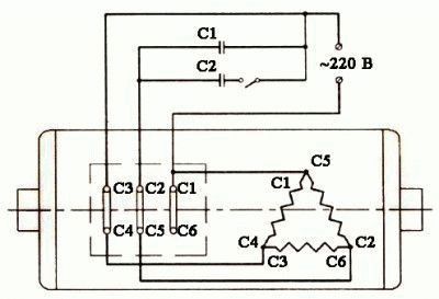 Подключение трехфазного двигателя к однофазной сети