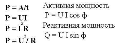 Аналитические выражения мощности тока