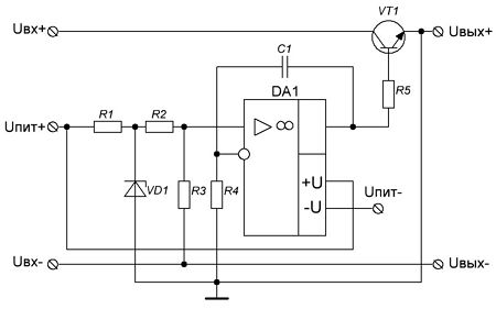 Улучшенная схема стабилизатора напряжения на ОУ с «плавающим» питанием