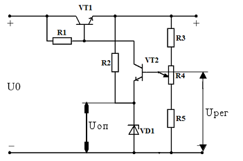 Компенсационный стабилизатор напряжения с последовательно включенным транзистором