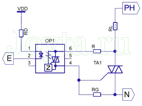 схема подключения активной нагрузки к оптосимистору